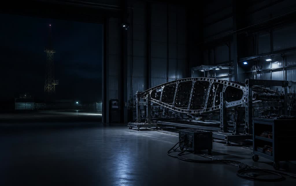 Concept render of a fixed-wing unmanned aerial platform on a dark studio background